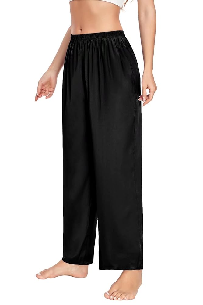 値下げ不可　美品silk linen shantung pajama pants Gaono Women Pajama Pants Silk Satin Pajama Bottom Solid